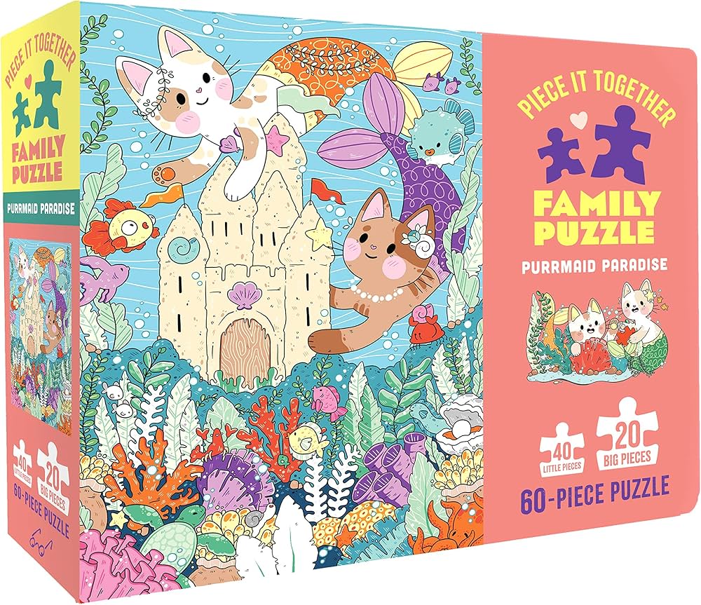 Purrmaid Paradise - Piece It Together Family Puzzle (60pcs)
