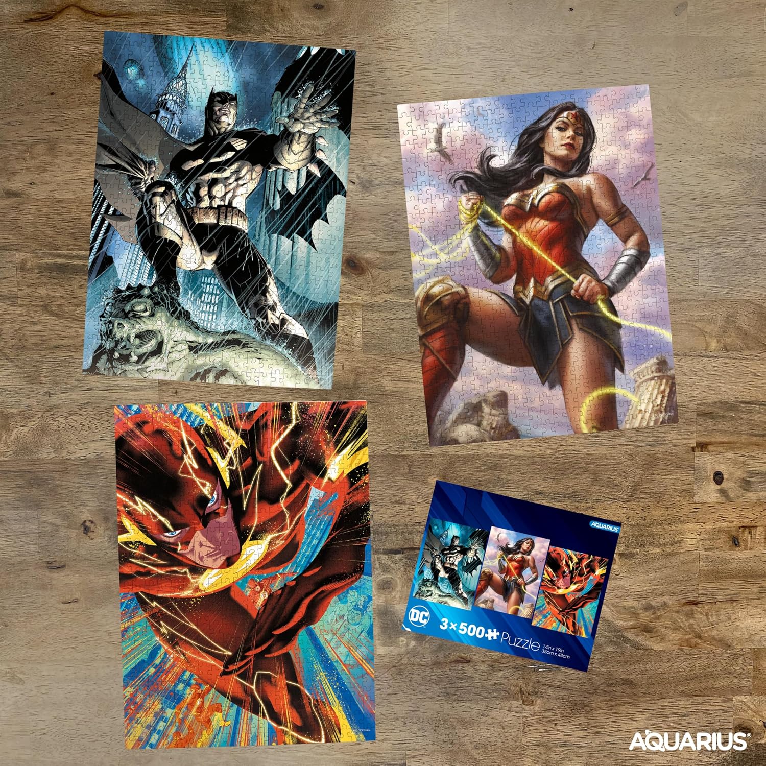 DC Comics - Batman, Wonder Woman, Flash (3 x 500pc Puzzles)