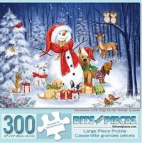PFG Snowman with Dogs in the Woods (Usage/Used - PUZZLES FOR GOOD)