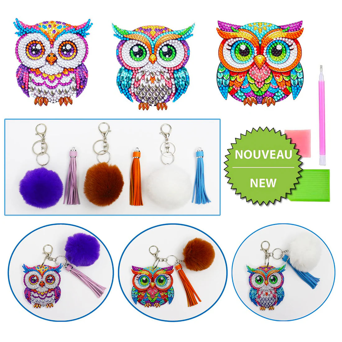 Diamond Painting - Colorful Owls DIY Kit