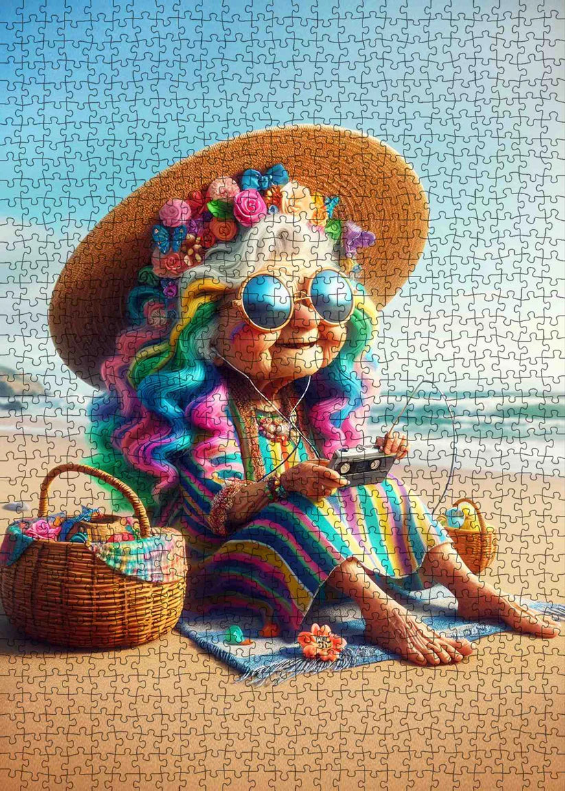 Playful Seniors - Colorful Beach Grandma (1000pcs)