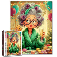 Playful Seniors - Happy Grandma Drinking Champagne (1000pcs)