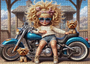 Cool Biker Girl and Pups (1000pcs)