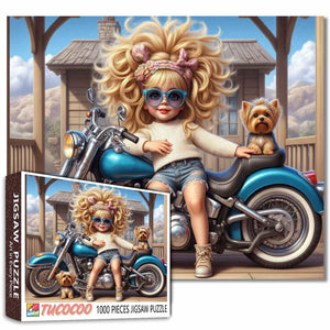 Cool Biker Girl and Pups (1000pcs)