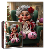 Playful Seniors - Cozy Grandma Knitting by Warm Hearth (1000pcs)
