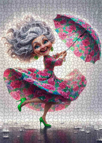 Playful Seniors - Dancing Grandma in Rain (1000pcs)