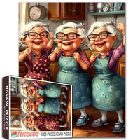 Playful Seniors - Dancing Grandmas in Kitchen (1000pcs)