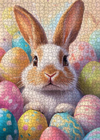 Easter Bunny Surrounded by Colorful Eggs (1000pcs)
