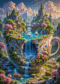 Fantasy Cliffside Village in Teacup (1000pcs)