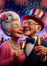 Playful Seniors - Fireworks Toast Senior Couple (1000pcs)