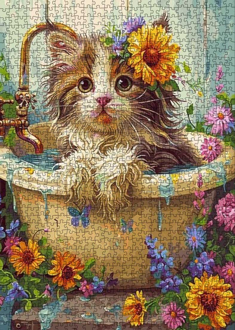 Flower Cat in Bath (1000pcs)