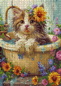 Flower Cat in Bath (1000pcs)