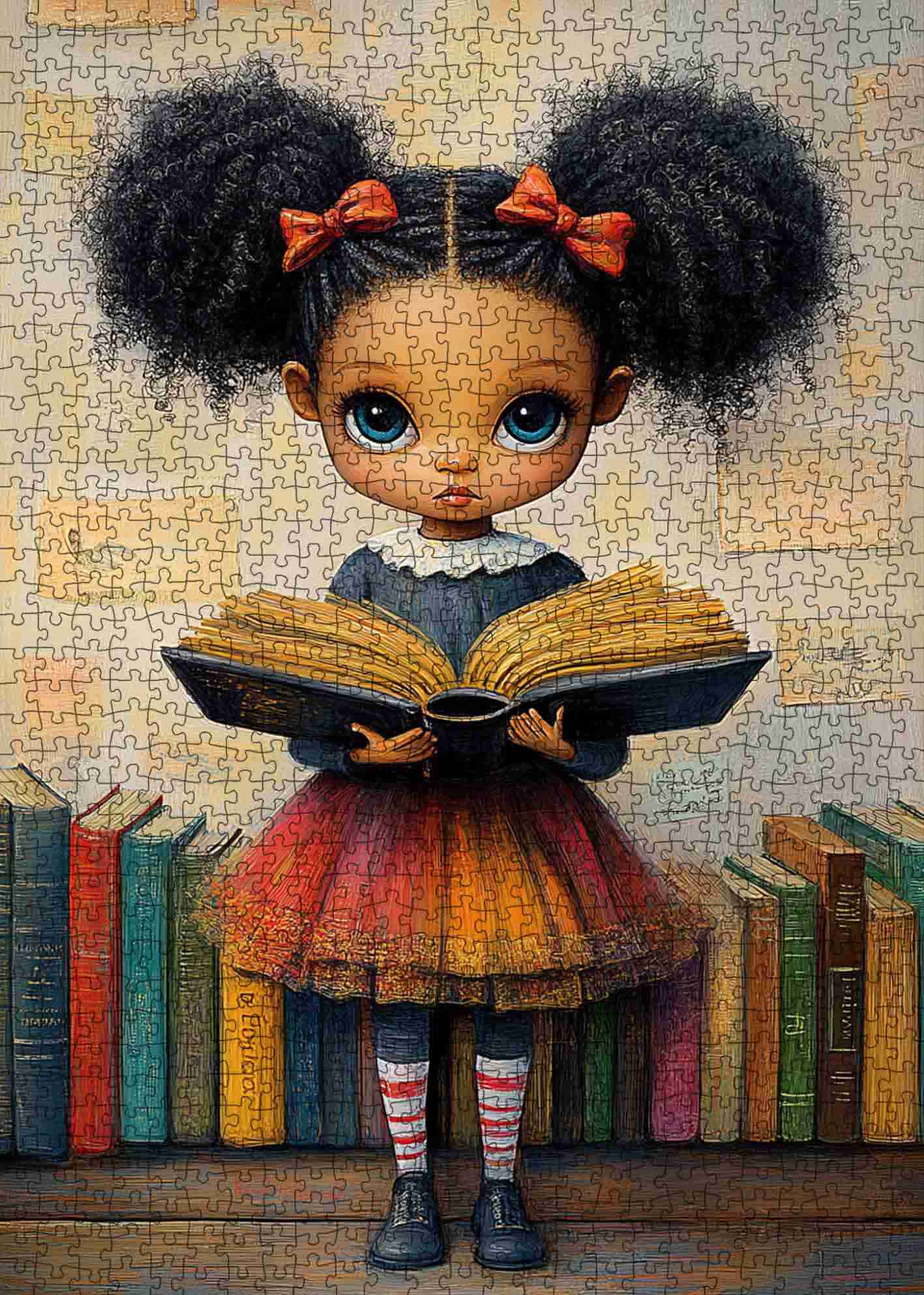 Girl with Book and Colorful Skirt (1000pcs)