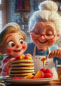 Playful Seniors - Grandma and Granddaughter Pancake Morning (1000pcs)
