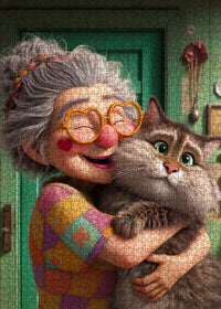 Playful Seniors - Grandma and Her Fluffy Cat (1000pcs)