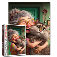 Playful Seniors - Grandma and Her Fluffy Cat (1000pcs)