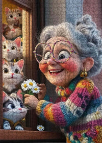Playful Seniors - Grandma and Kittens (1000pcs)