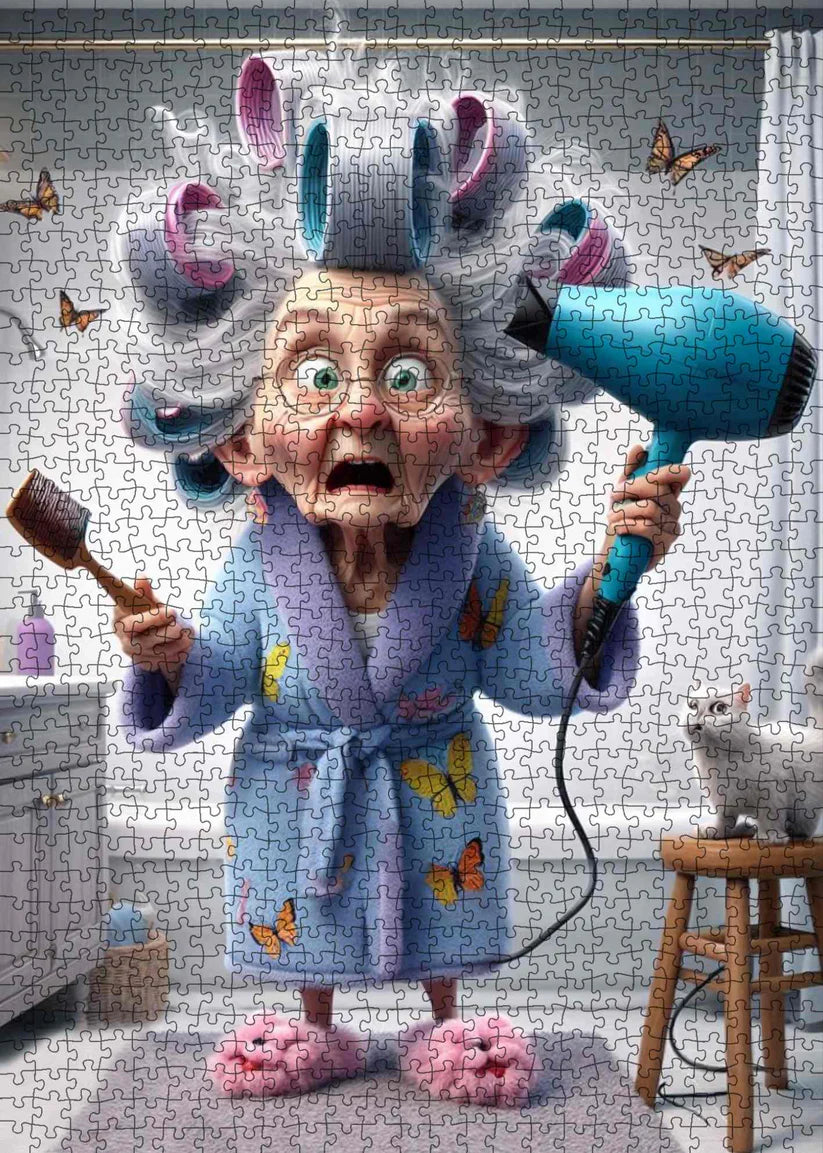 Playful Seniors - Hair Dryer Panic Granny (1000pcs)