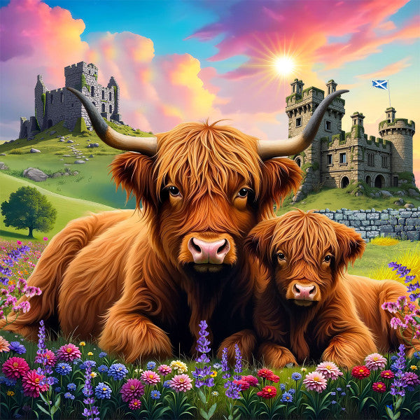 Vaches des Highlands à la Campagne (500 pièces)