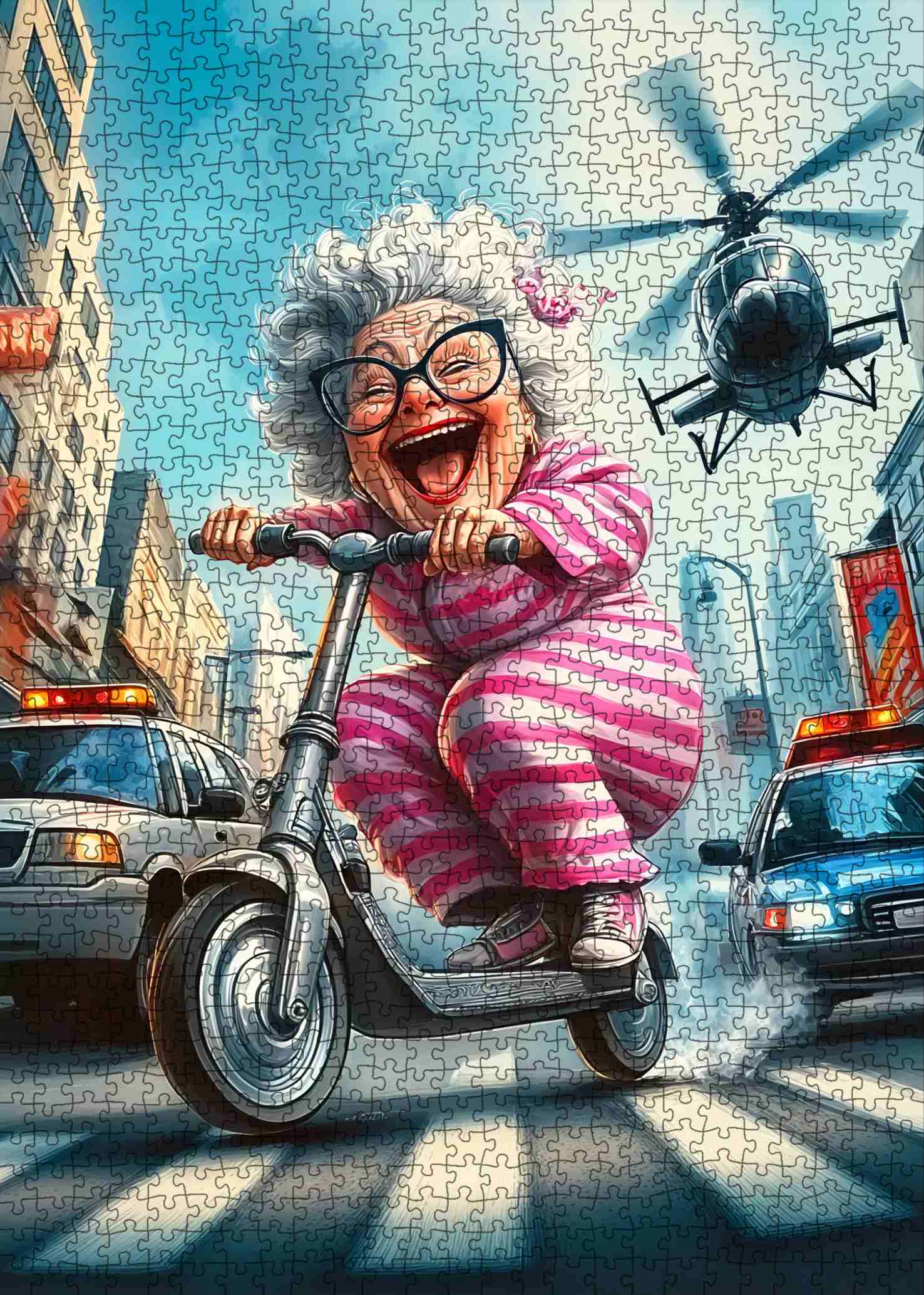 Playful Seniors - Laughing Grandma's Scooter Getaway (1000pcs)