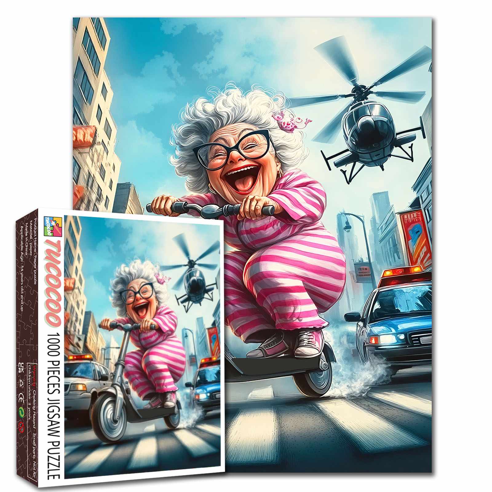 Playful Seniors - Laughing Grandma's Scooter Getaway (1000pcs)