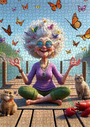 Playful Seniors - Meditating Grandma on Dock (1000pcs)