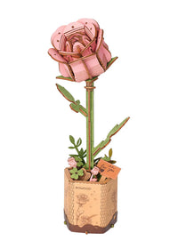 3D Wood Pink Rose - Love & Grace (104pcs)