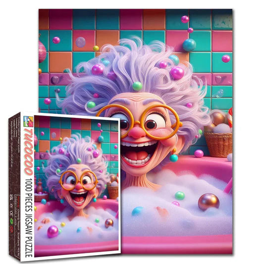 Playful Seniors - Playful Bubble Bath Granny Cartoon (1000pcs)
