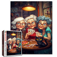Playful Seniors - Playful Grandmas and Cats at Cozy Card Night (1000pcs)