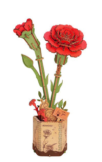 3D Wood Red Carnation - Love & Affection (124pcs)
