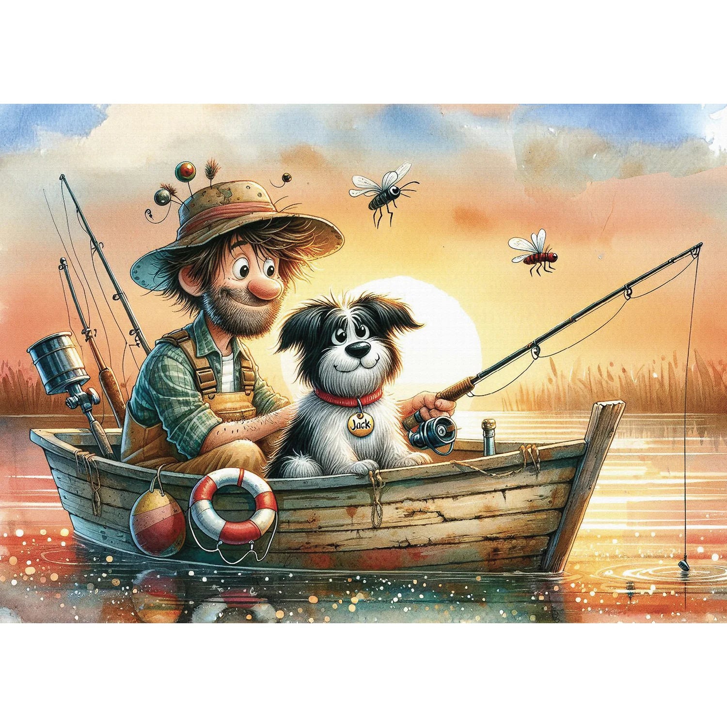 Amis Pêcheurs au Coucher du Soleil (1000 pièces)