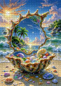 Sunlit Tropical Cove in Giant Seashell (1000pcs)