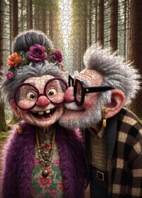 Seniors espiègles - Doux baiser forestier (1000 pièces)