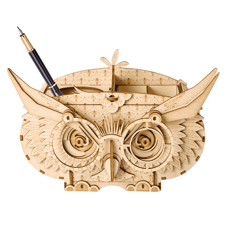 Boîte de rangement en hibou 3D (bois)