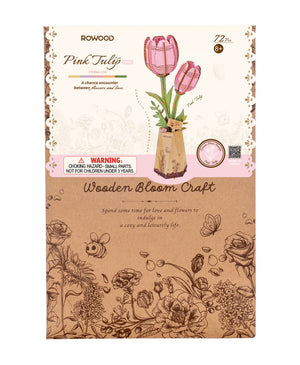 3D Wood Pink Tulip - Eternal Love (72pcs)