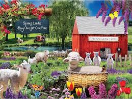 PFG Spring Lambs, Karen Burke (1000pcs) (Usage/Uszed - PUZZLES FOR GOOD)
