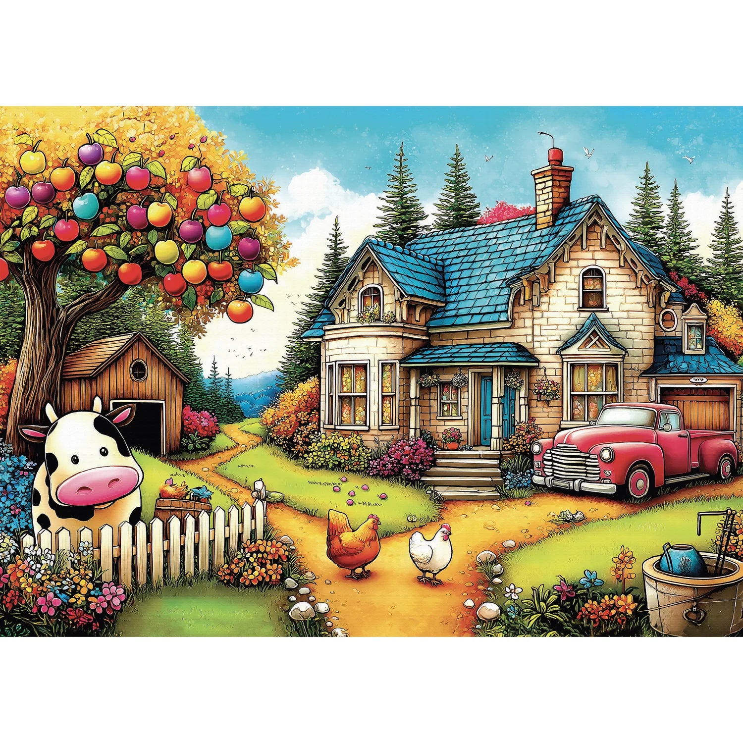 La vie animée à la ferme (1000 pièces)