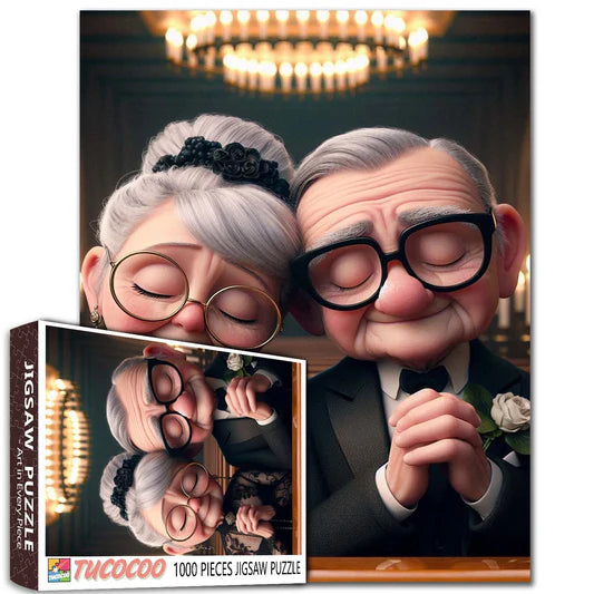 Playful Seniors - Vintage Loving Couple Portrait (1000pcs)
