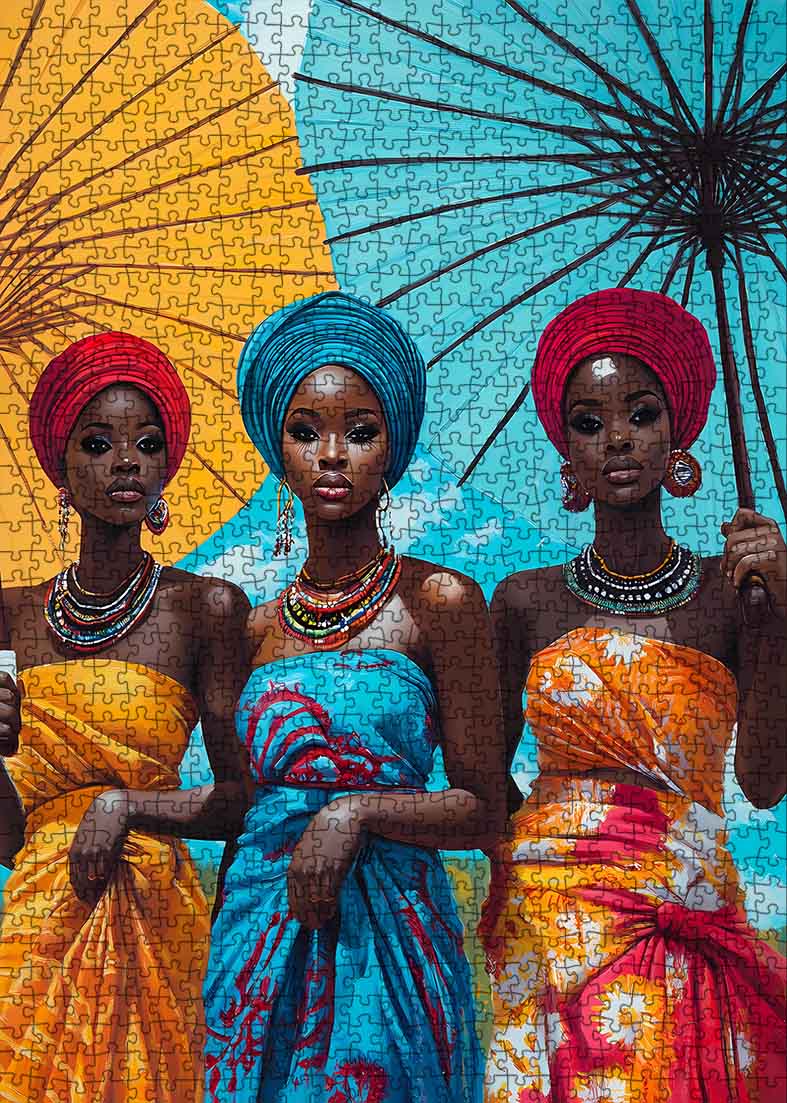 African Beauties with Colorful Parasols (1000pcs)