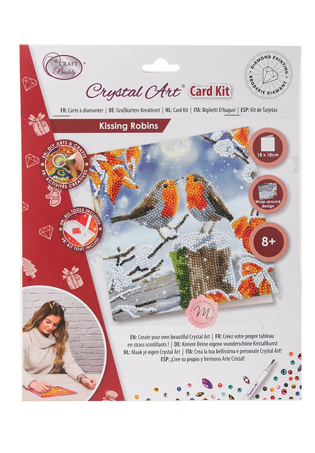 Crystal Art Card Kit - Kissing Robins