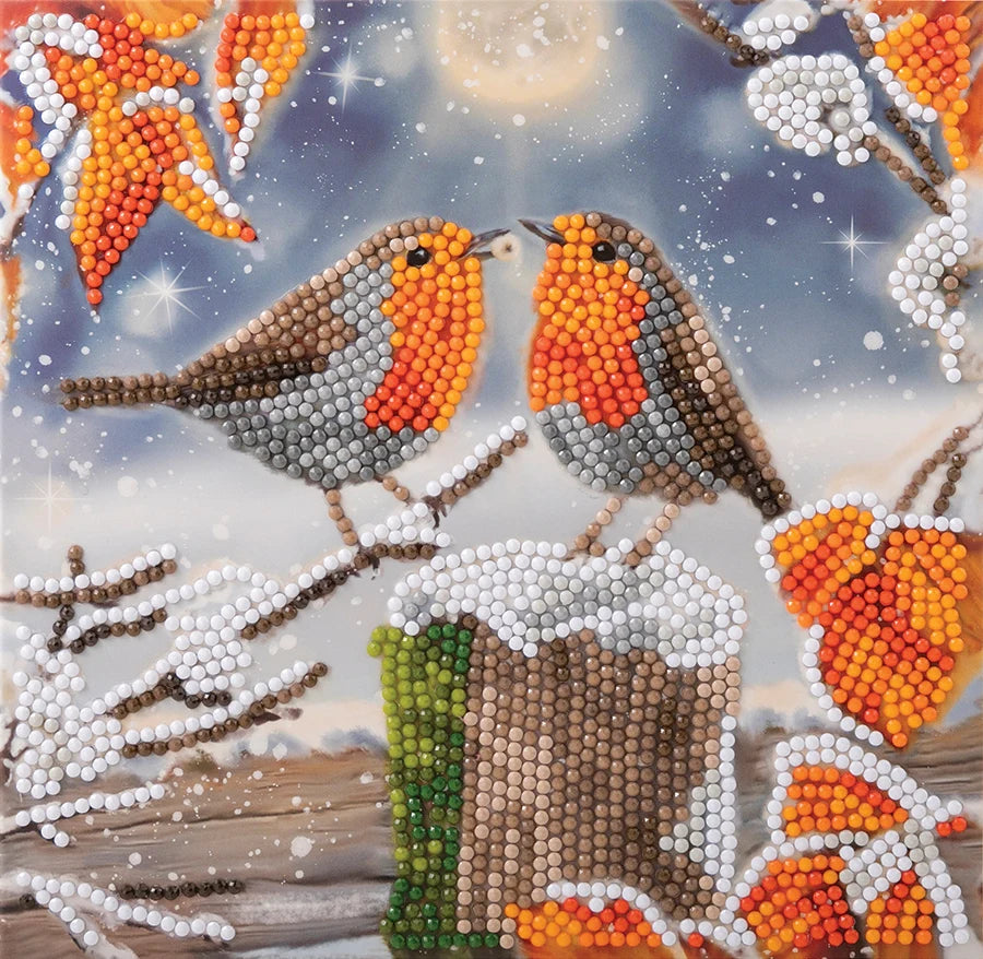 Crystal Art Card Kit - Kissing Robins