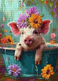 Adorable Pig in Bathtub (1000pcs)
