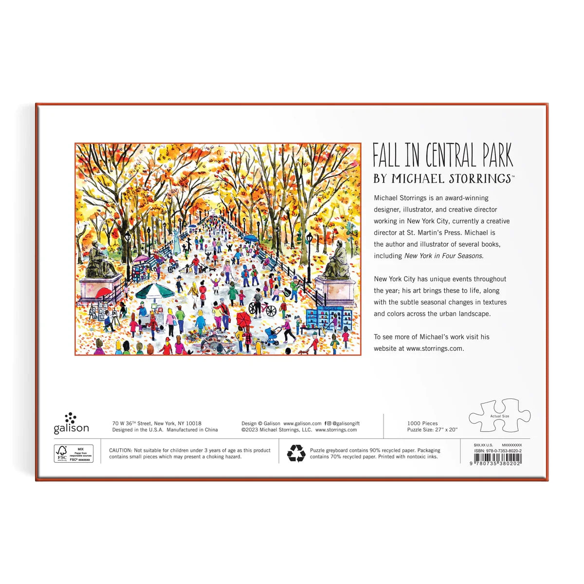 PFG Fall in Central Park, Michael Storrings (1000pcs) (Usage/Used - PUZZLES FOR GOOD)