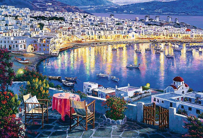 PFG Mykonos at Sunset, Sam Park (1500pcs) (Usage/Used - PUZZLES FOR GOOD)