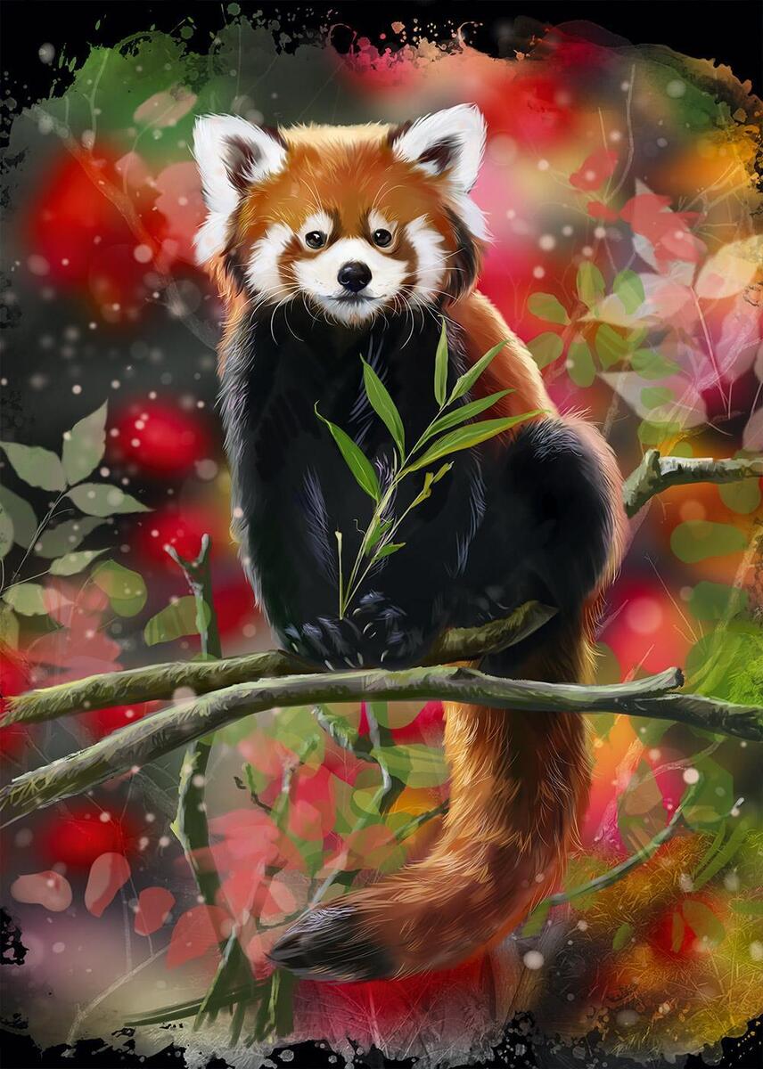 Red Panda Sits on a Branch (1000pcs)