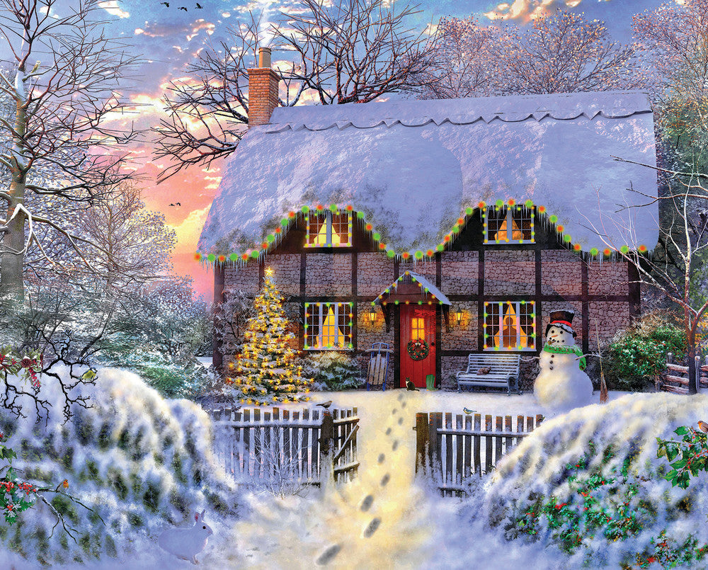 PFG Yuletide Cottage, Dominic Davison (1000pcs) (Usage/Used - PUZZLES FOR GOOD)