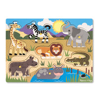 Safari Wooden Peg Puzzle - (Tray)