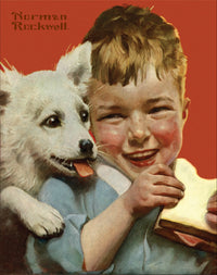 Break de 10 minutes - Boy Laught avec sandwich et chiot (Garcon Qui Rit Avec Sandwich et Chiot), Norman Rockwell (100pcs)