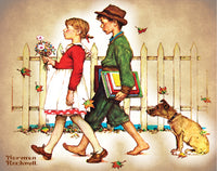 Pause de 10 minutes - Jeune amour marchant à l'école (Jeune Amour Marchant a L'Ecole), Norman Rockwell (100pcs)