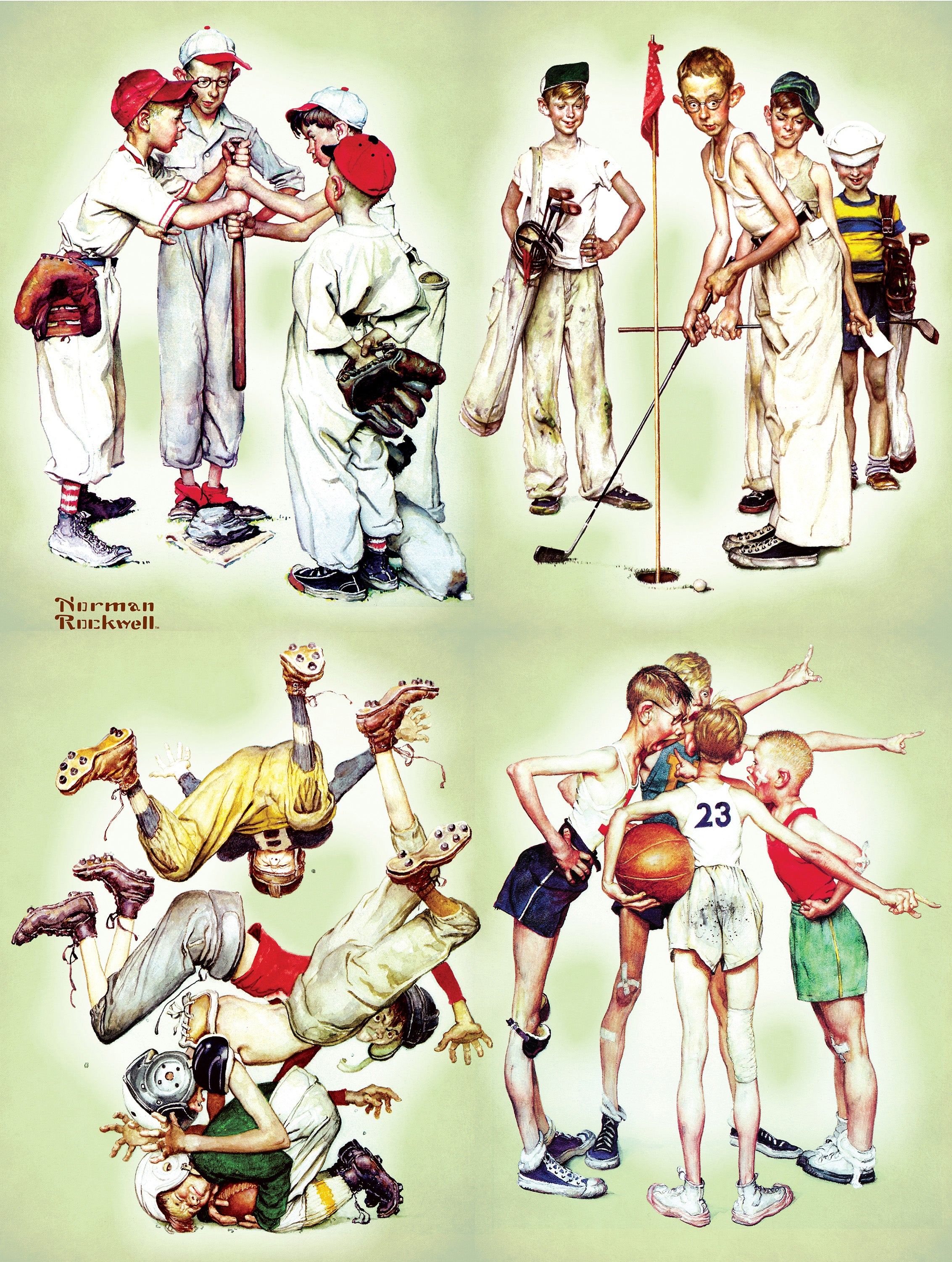 Buy Four sporting boys, norman rockwell (550pcs) Puzzle | Jigsaw Jungle